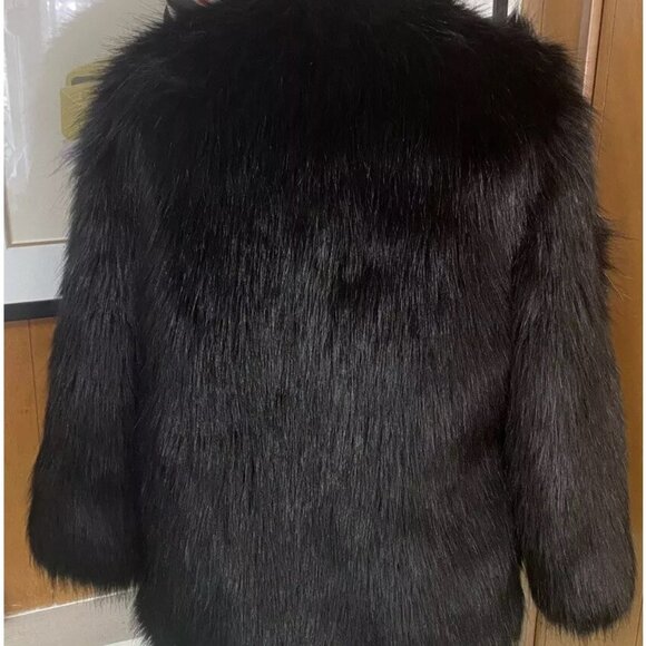 LOVERS + FRIENDS black Adora Faux Fur Jacket XS coat Rocker 0 2 4 - Picture 5 of 10